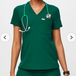 FIGS Women’s Hunter Green Catarina One Pocket Scrub Top ONLY